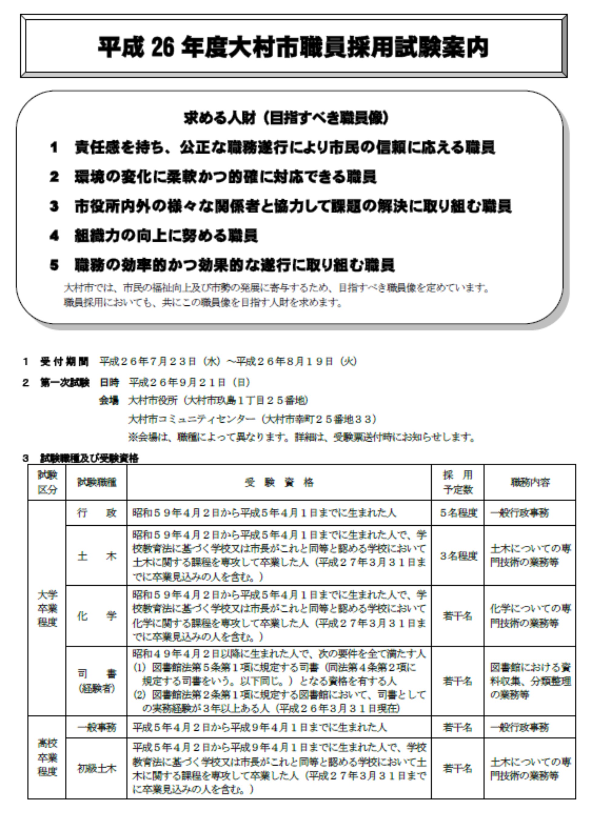 大卒 大村市試験日程発表 東京アカデミー長崎校 教員採用試験 看護師国家試験 公務員試験 のブログ